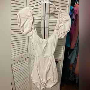 White Puff Sleeve Romper